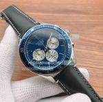 Replica Tag Heuer Carrera Chronograph Watch Blue Dial Black Leather
